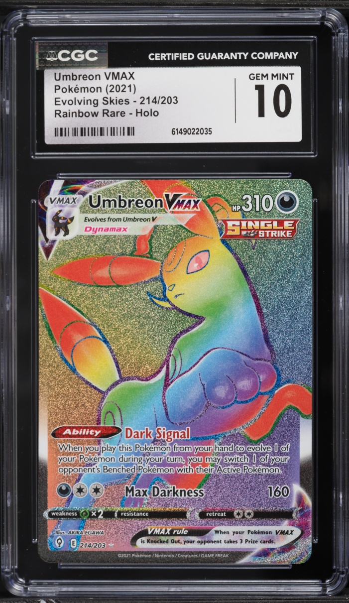 2021 Pokemon Sword & Shield Evolving Skies Rainbow Rare Umbreon VMAX #214 CGC 10 GEM MINT