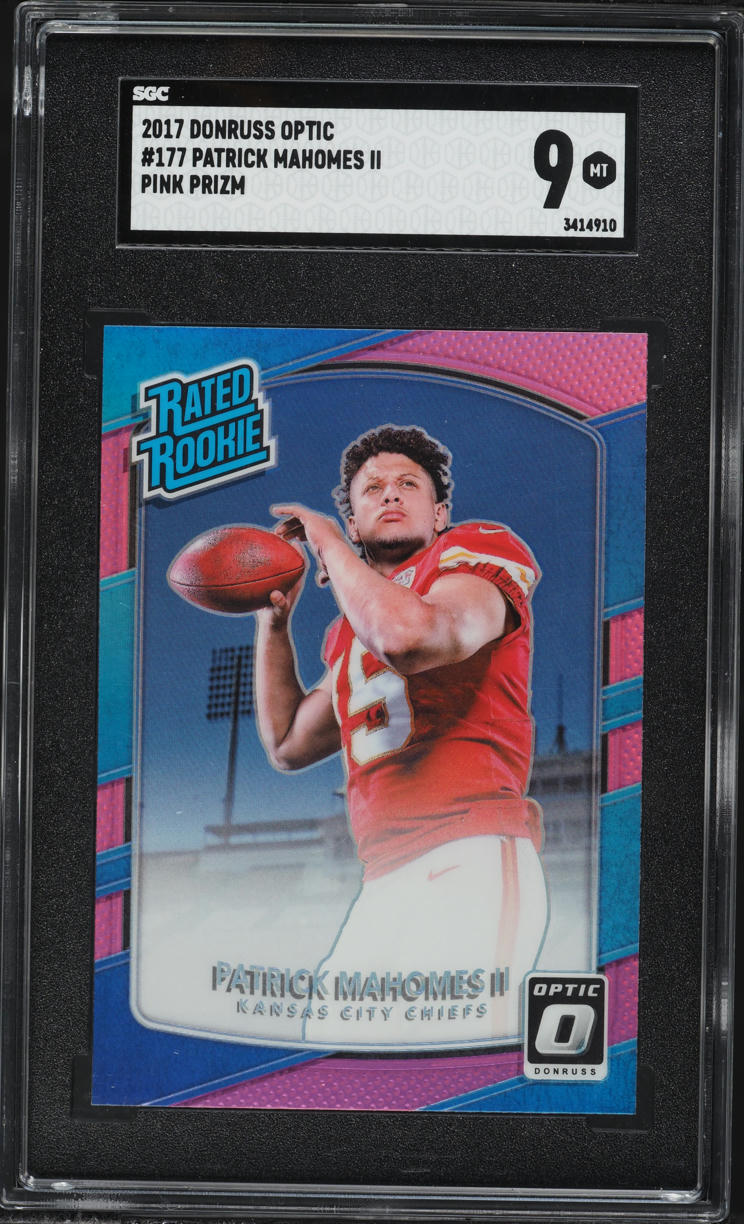 2017 Donruss Optic Pink Prizm Patrick Mahomes II ROOKIE #177 SGC 9 MINT