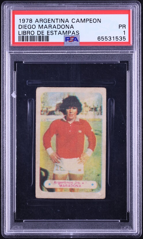 DIEGO MARADONA (NAPOLI, NAPLES), RARE 1988 FOOTBALL ROOKIE CARD MONDIAL (JT29