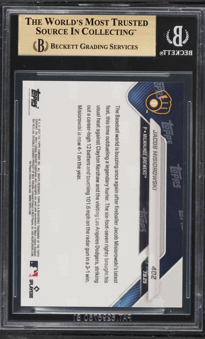 2025 Topps Now Jacob Misiorowski ROOKIE #402 BGS 10 PRISTINE