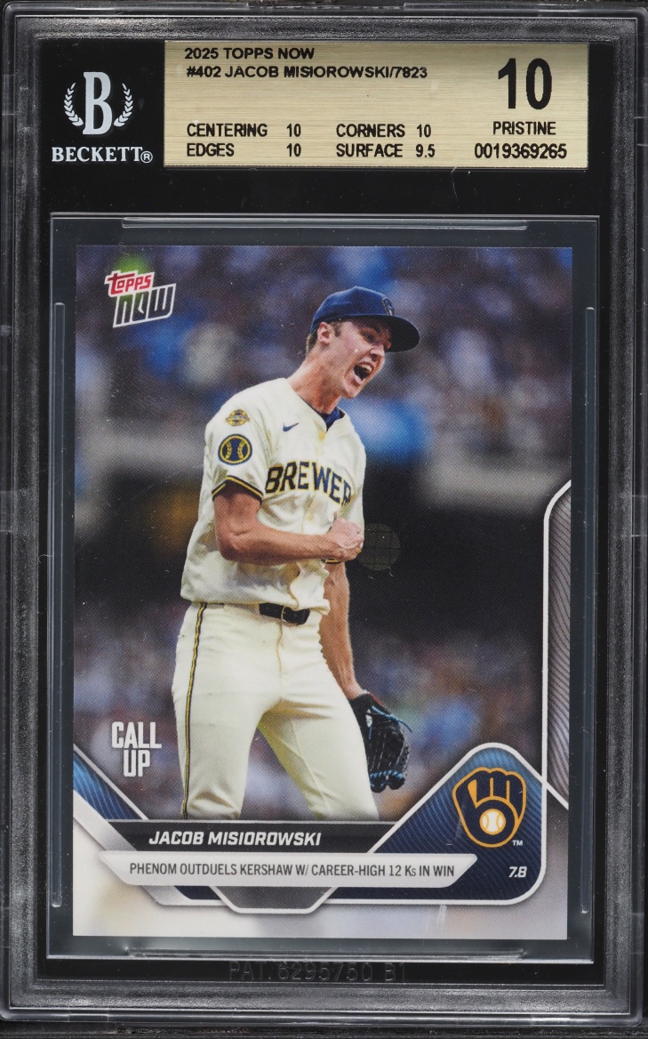 2025 Topps Now Jacob Misiorowski ROOKIE #402 BGS 10 PRISTINE