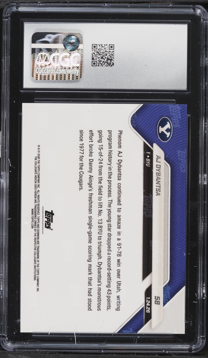2025 Bowman U Now Gold Foil AJ Dybantsa ROOKIE /50 #58 CGC 9 MINT