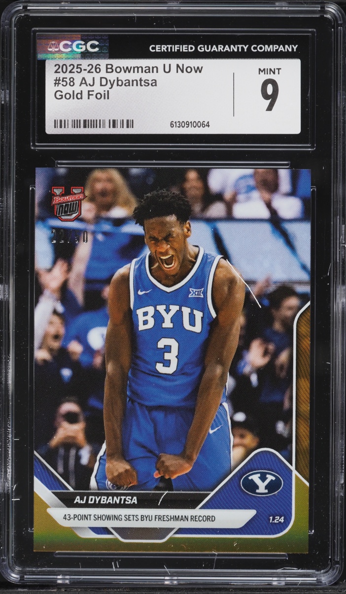 2025 Bowman U Now Gold Foil AJ Dybantsa ROOKIE /50 #58 CGC 9 MINT