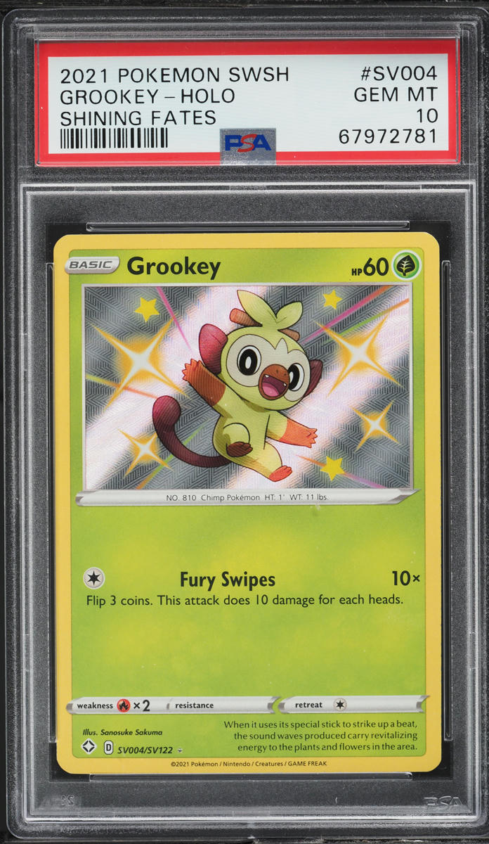 2021 Pokemon Sword & Shield Shining Fates Shiny Grookey #SV4 PSA 10 GEM MINT