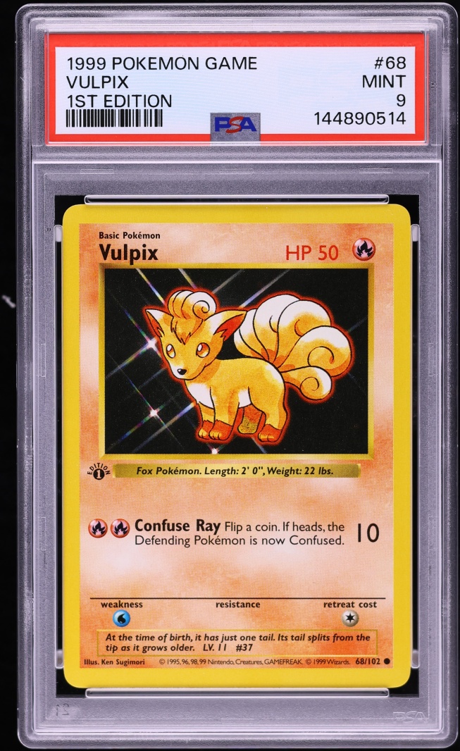 1999 Pokemon Base Set Shadowless 1st Edition Vulpix #68 PSA 9 MINT