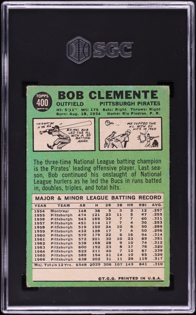 1967 Topps Roberto Clemente #400 SGC 2 GD