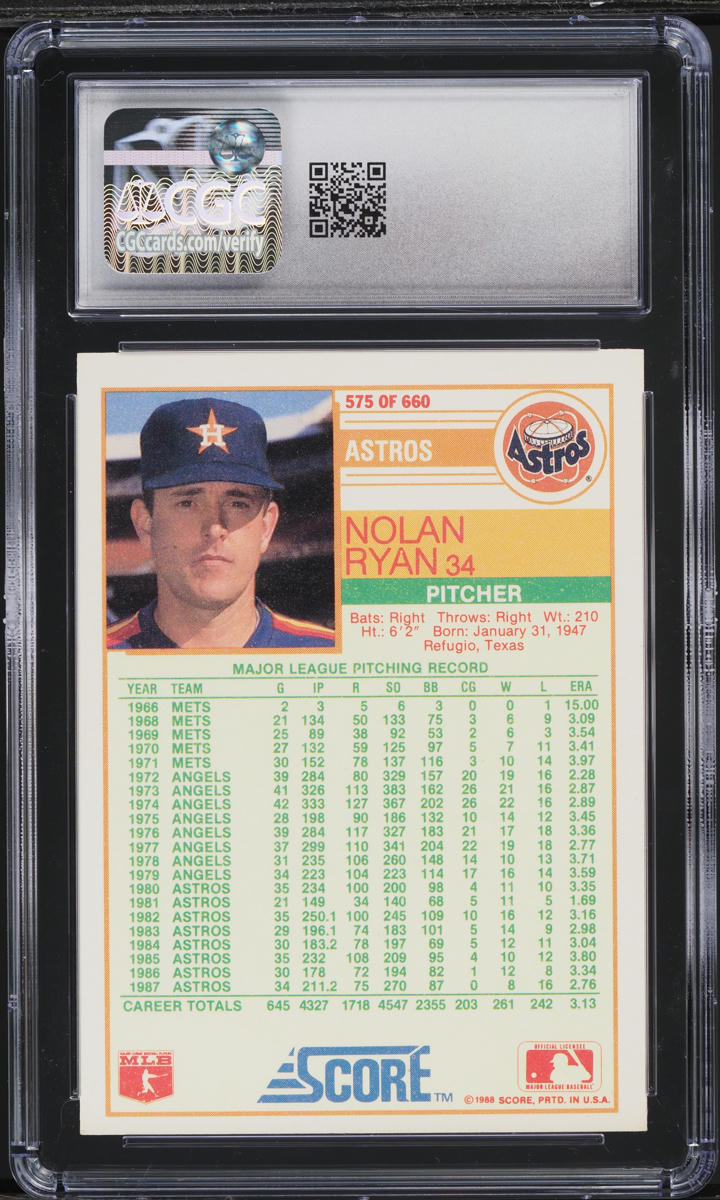1988 Score Nolan Ryan #575 CGC 8 NM-MT