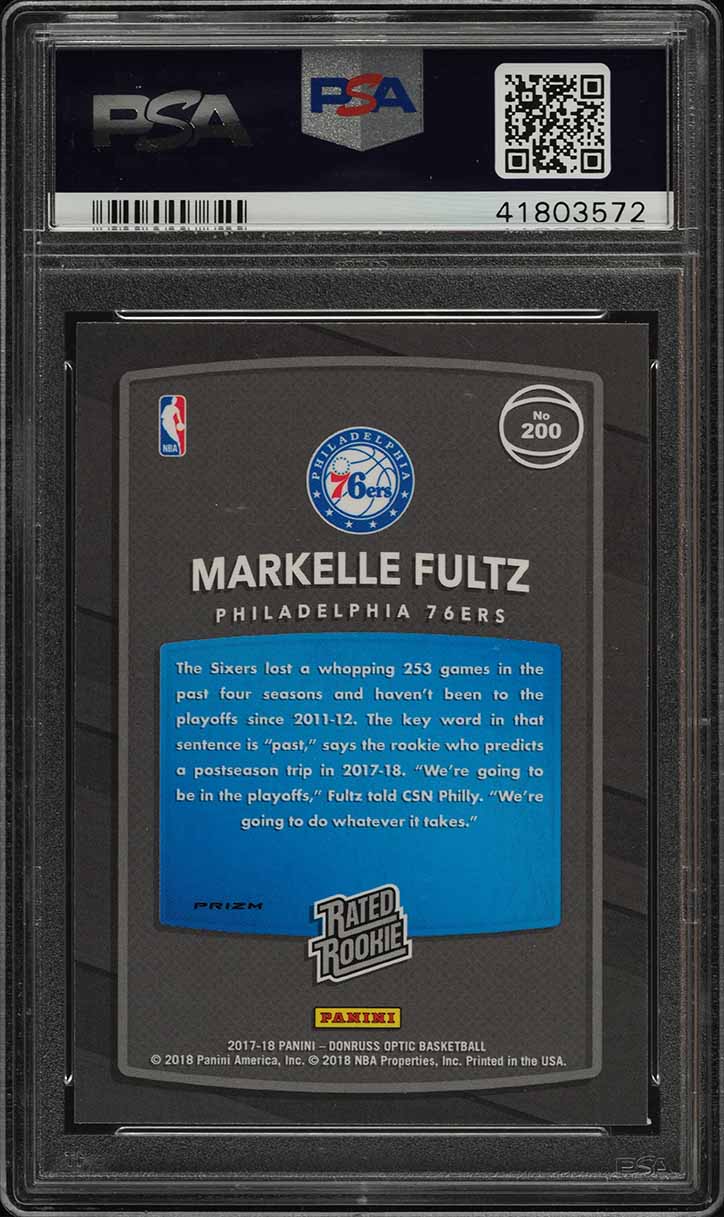 2017 Donruss Optic Holo Markelle Fultz ROOKIE #200 PSA 10 GEM MINT
