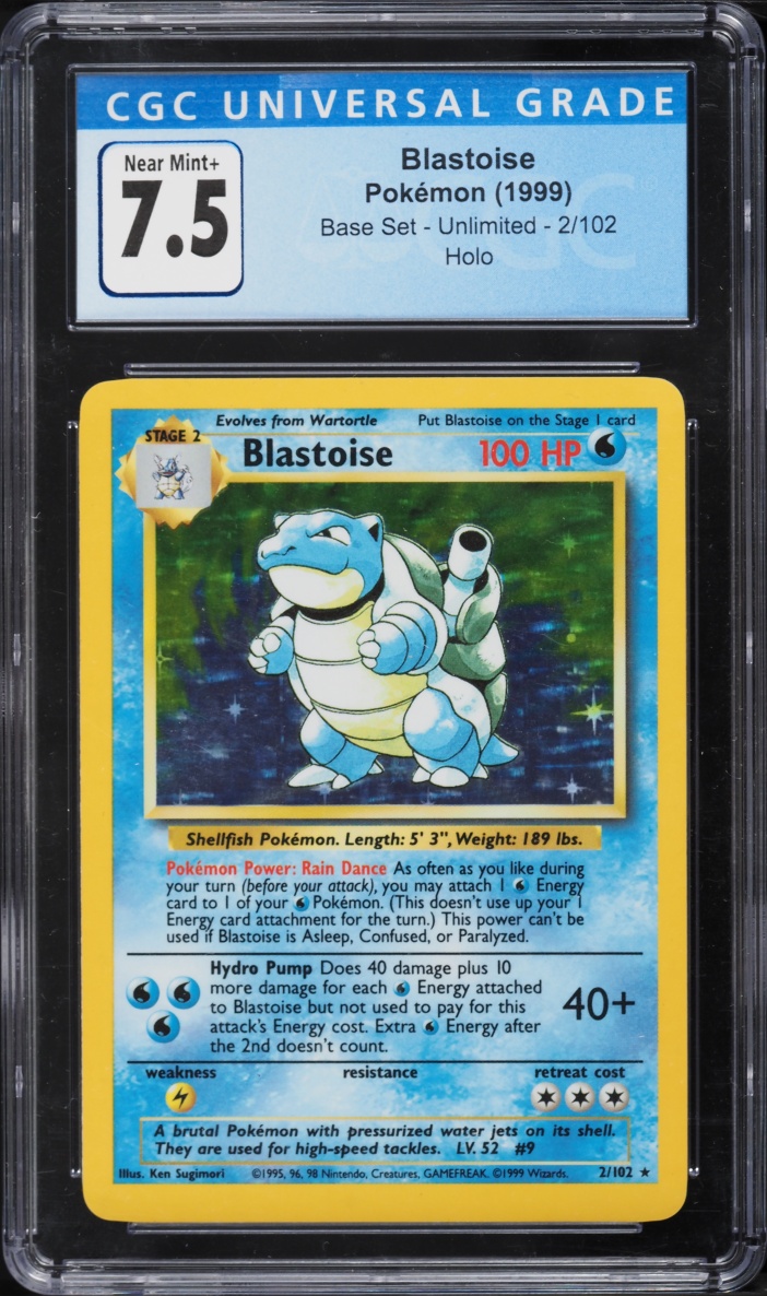1999 Pokemon Base Set Holo Blastoise #2 CGC 7.5 NRMT+