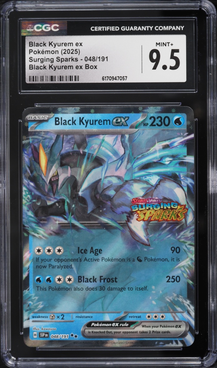2025 Pokemon SV Surging Sparks Black Kyurem ex Box Black Kyurem EX #048 CGC 9.5 MINT+