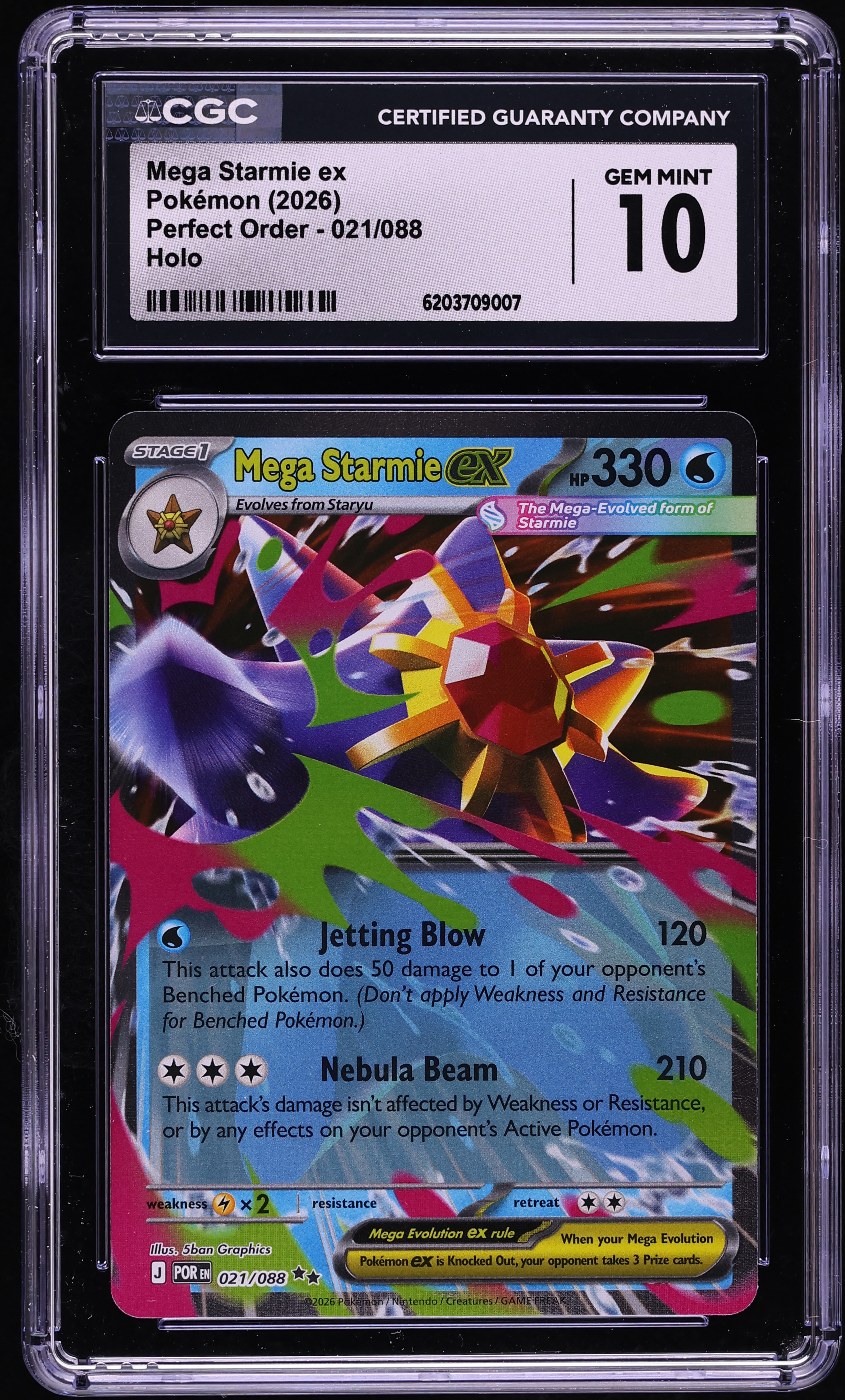 2026 Pokemon Mega Evolution Perfect Order Holo Mega Starmie ex #21 CGC 10 GEM MINT