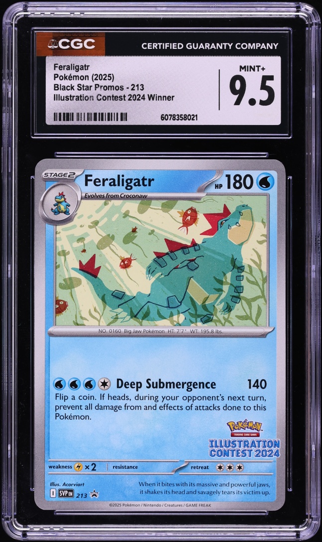 2025 Pokemon Scarlet & Violet Promo Illustration Contest Winner Feraligatr #213 CGC 9.5 MINT+