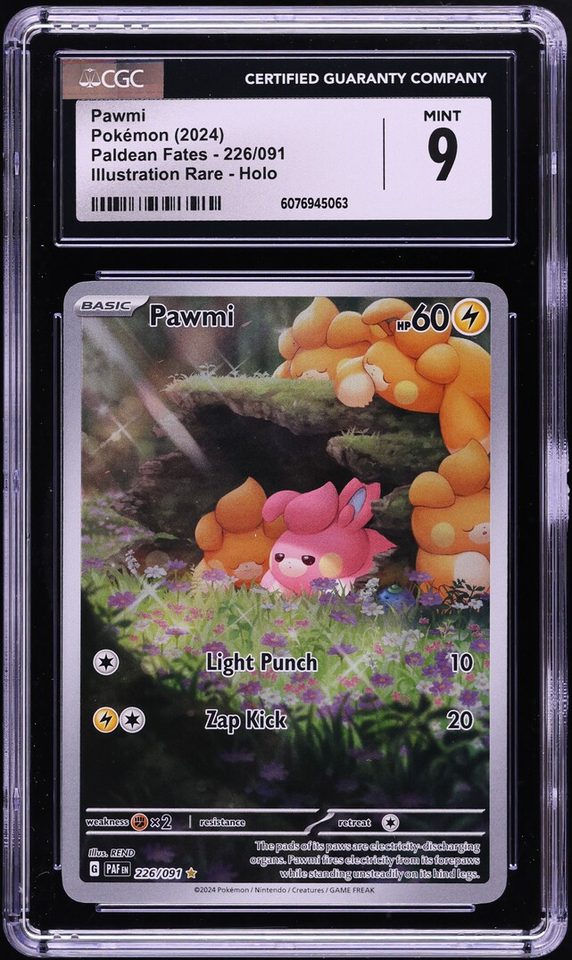 2024 Pokemon Scarlet & Violet Paldean Fates IR Pawmi #226 CGC 9 MINT