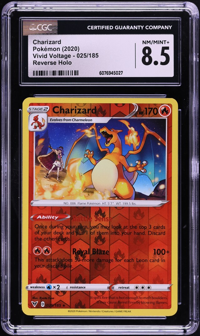 2020 Pokemon Sword & Shield Vivid Voltage Reverse Holo Charizard #25 CGC 8.5