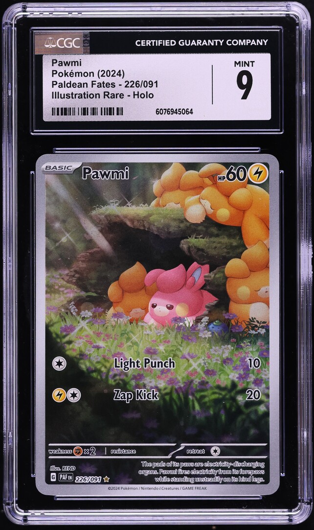 2024 Pokemon Scarlet & Violet Paldean Fates IR Pawmi #226 CGC 9 MINT