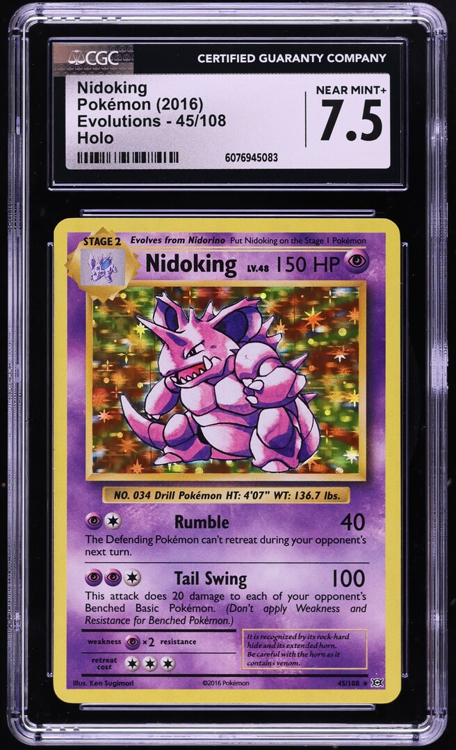 2016 Pokemon XY Evolutions Holo Nidoking #45 CGC 7.5 NRMT+