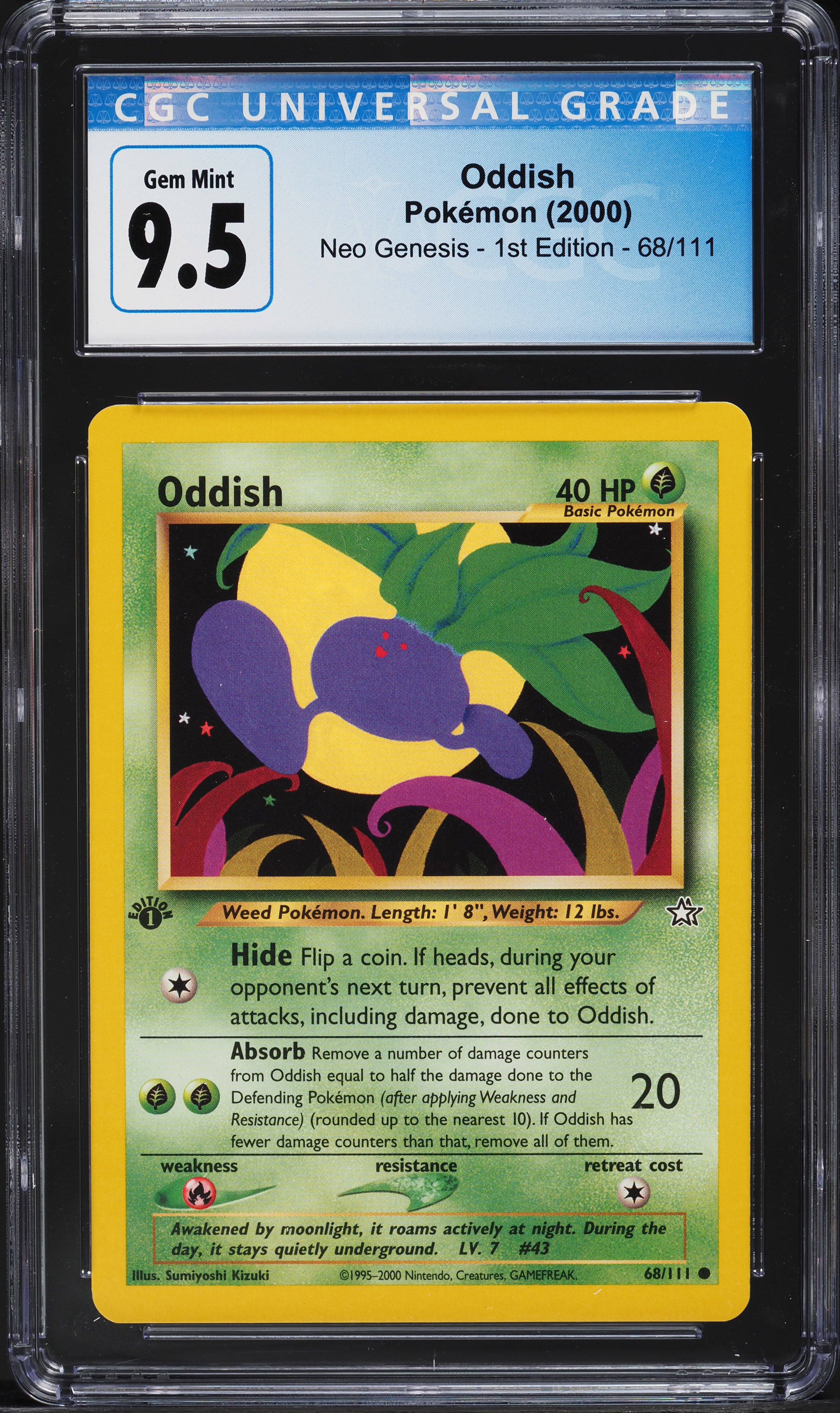 2000 Pokemon Neo Genesis 1st Edition Oddish #68 CGC 9.5 GEM MINT