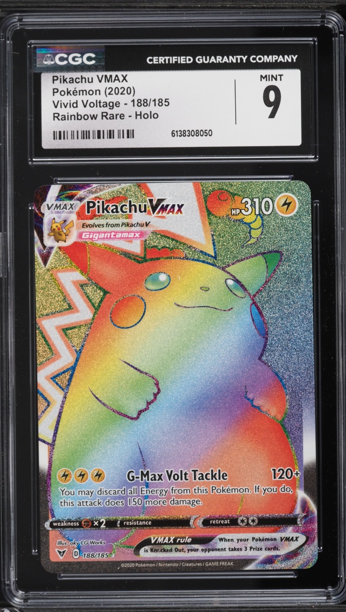 2020 Pokemon Sword & Shield Vivid Voltage Rainbow Rare Pikachu VMAX #188 CGC 9 MINT