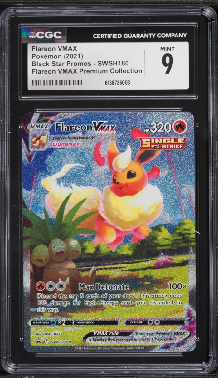 2021 Pokemon Sword & Shield Promo Premium Collection Alt Art Flareon VMAX #SWSH180 CGC 9 MINT