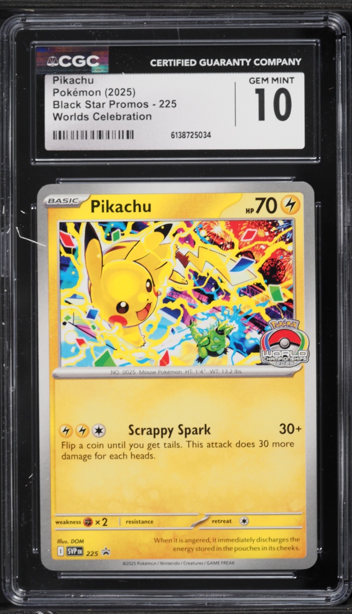 2025 Pokemon Scarlet & Violet Promo Worlds Celebration Pikachu #225 CGC 10 GEM MINT