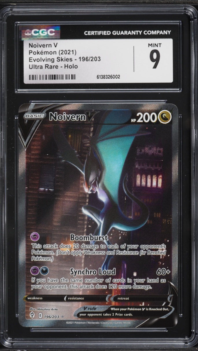 2021 Pokemon Sword & Shield Evolving Skies Alt Art Noivern V #196 CGC 9 MINT