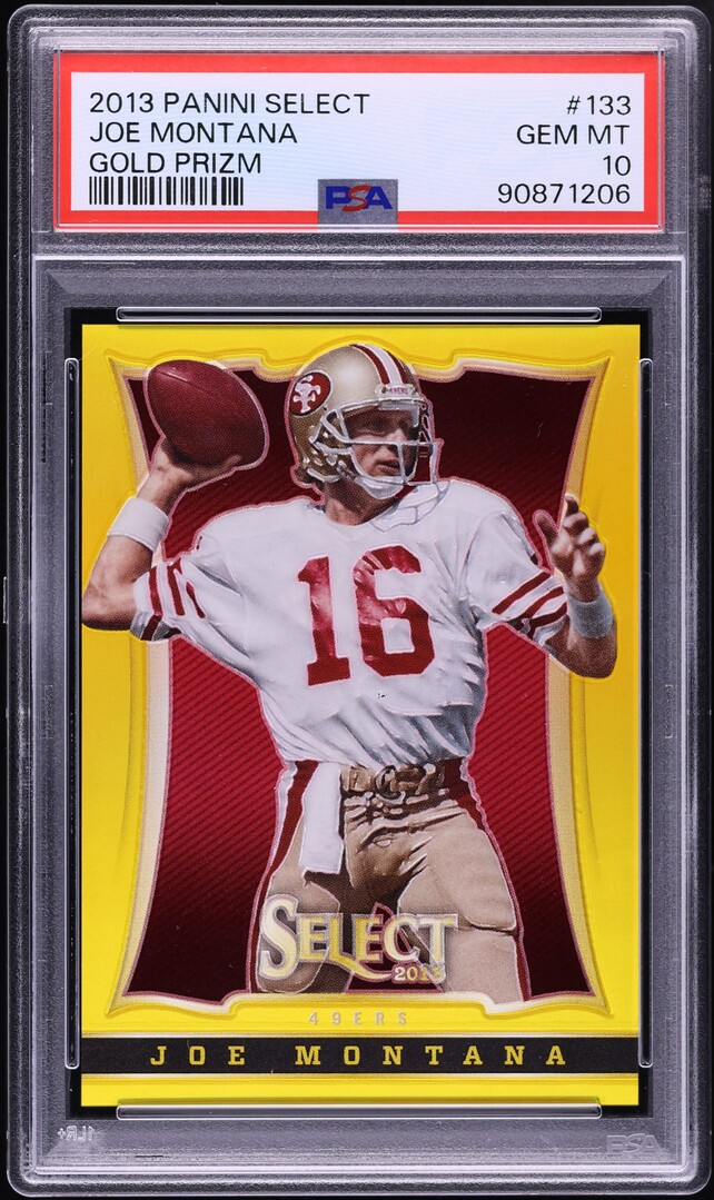 2013 Select Gold Prizm Joe Montana /10 #133 PSA 10 GEM MINT