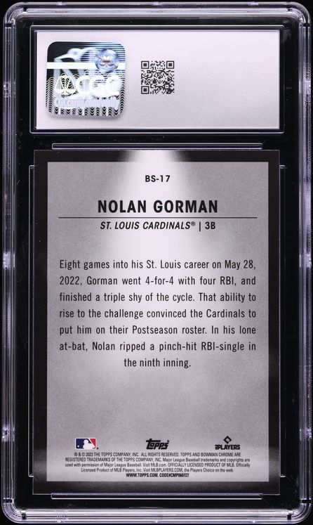 2023 Bowman Spotlights Nolan Gorman ROOKIE #BS-17 CGC 10 GEM MINT