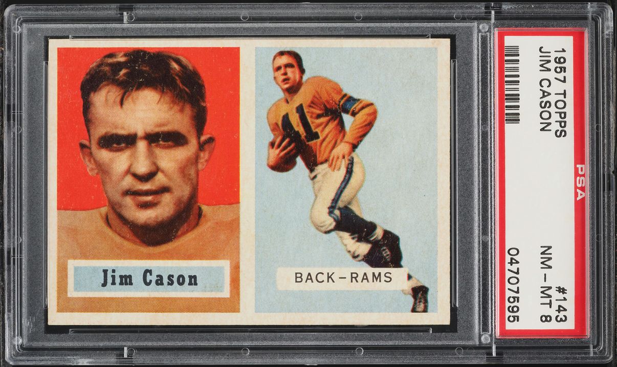 1957 Topps Football Jim Cason #143 PSA 8 NM-MT