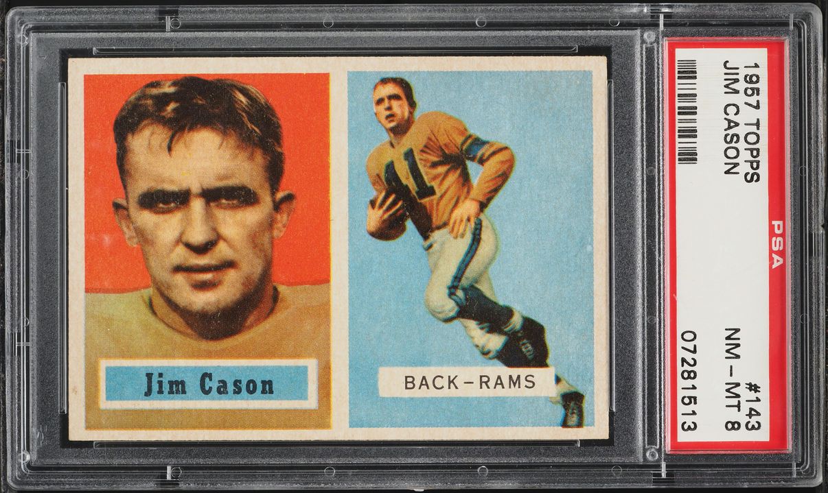 1957 Topps Football Jim Cason #143 PSA 8 NM-MT