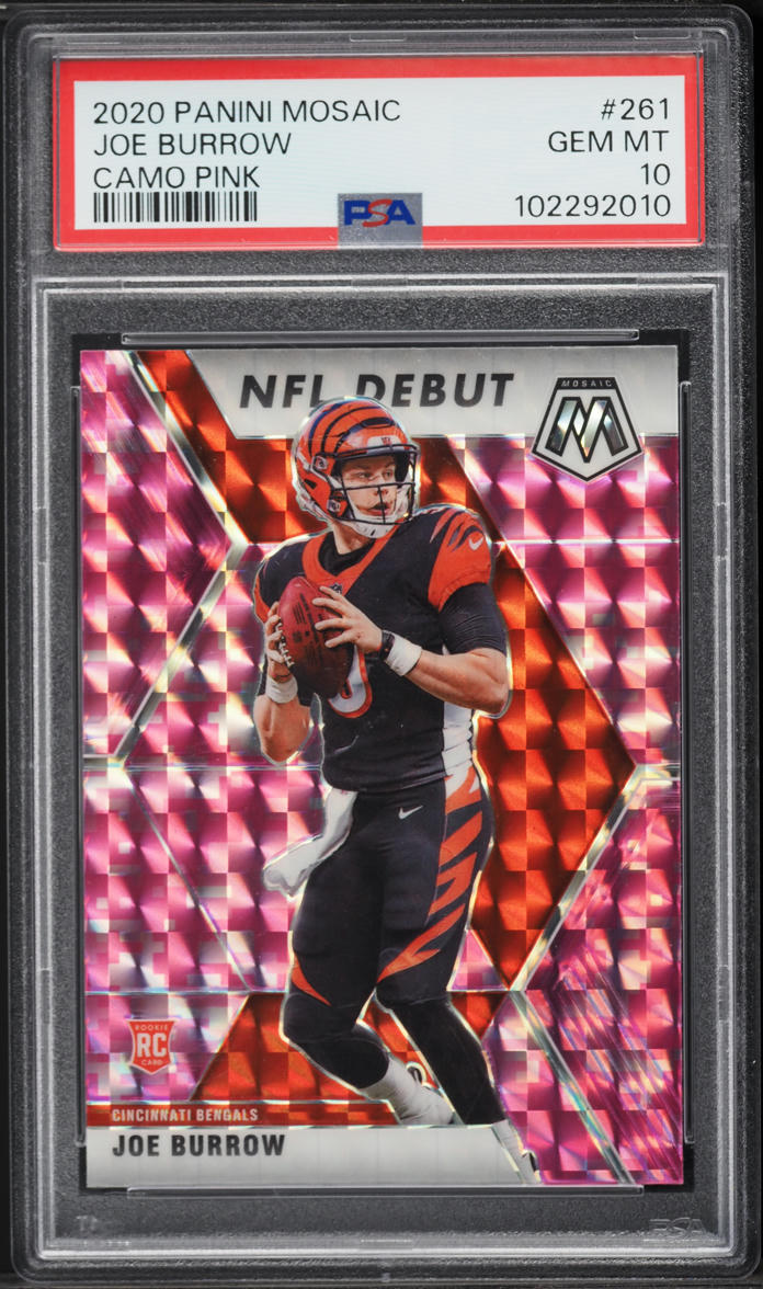 2020 Panini Mosaic Pink Camo Joe Burrow ROOKIE #261 PSA 10 GEM MINT