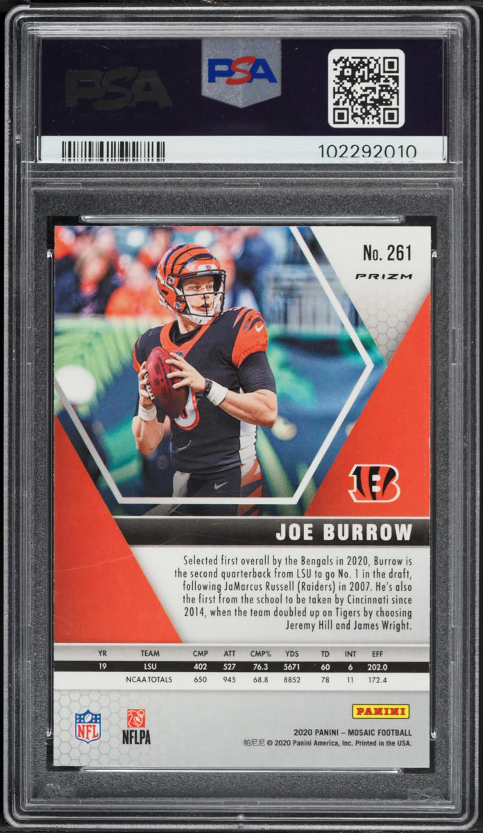 2020 Panini Mosaic Pink Camo Joe Burrow ROOKIE #261 PSA 10 GEM MINT