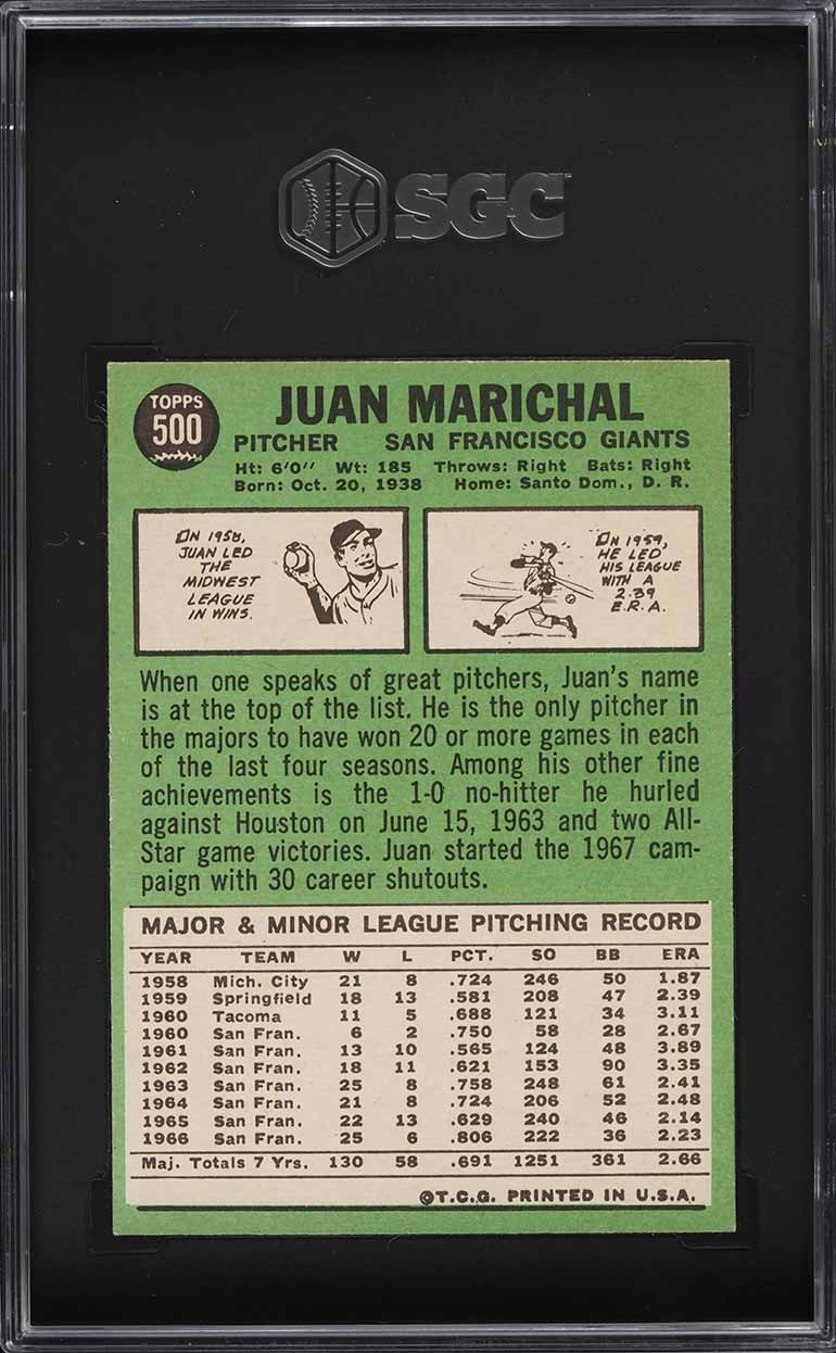 1967 Topps Juan Marichal #500 SGC 4.5 VGEX+