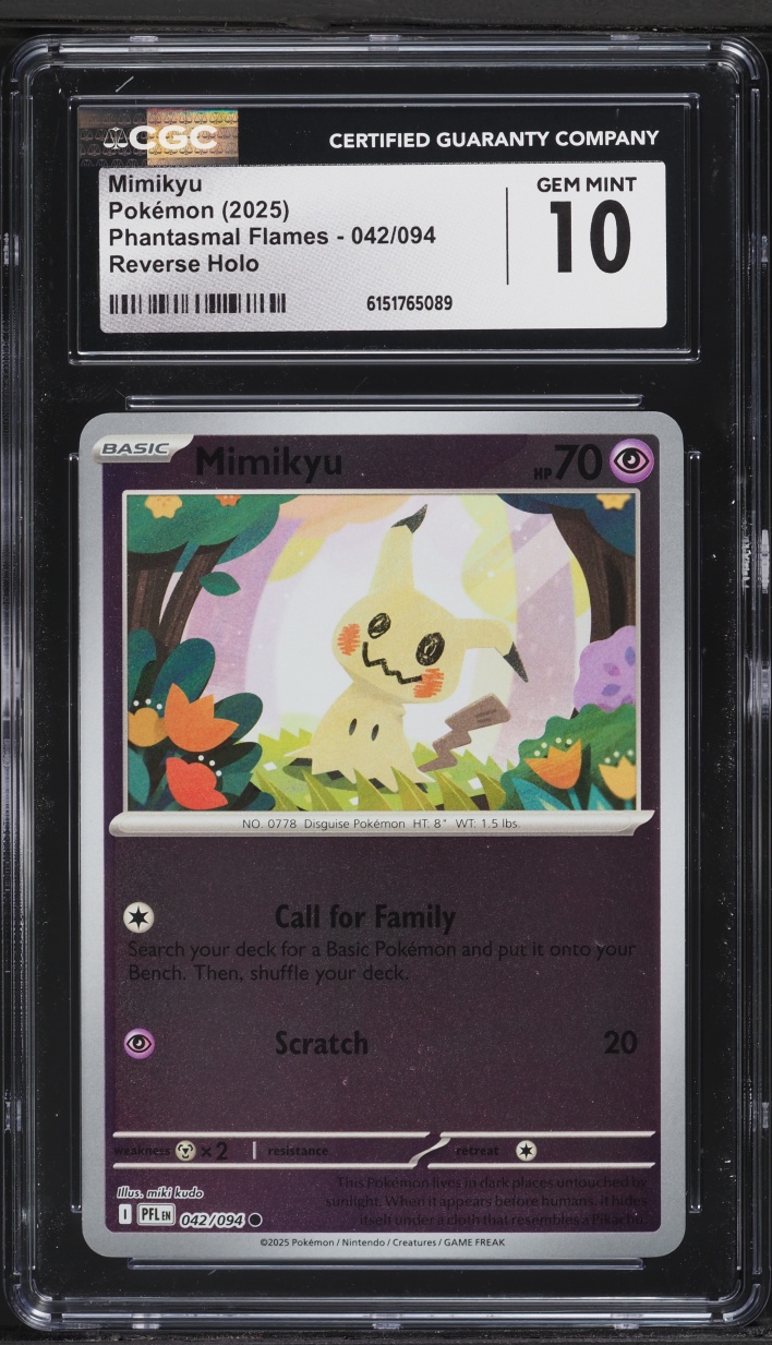 2025 Pokemon Mega Evolution Phantasmal Flames Reverse Holo Mimikyu #042 CGC 10 GEM MINT