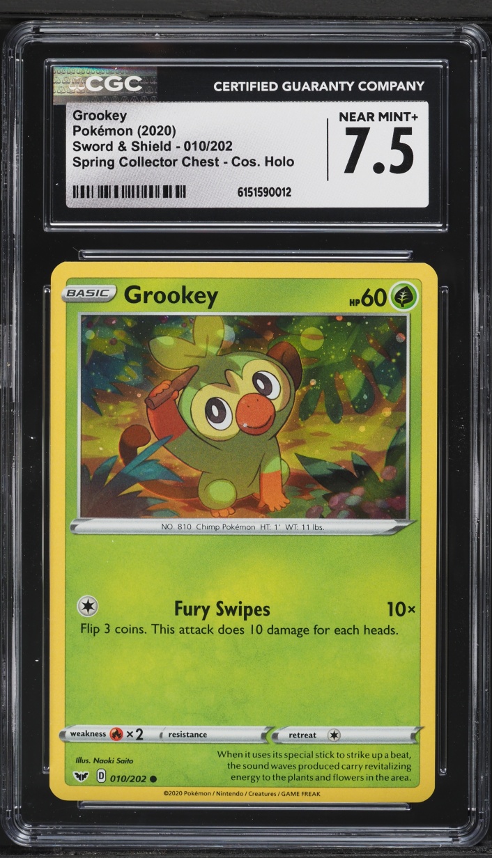 2020 Pokemon Sword & Shield Spring Collector Chest Cosmos Holo Grookey #010 CGC 7.5 NRMT+