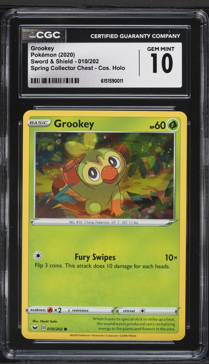 2020 Pokemon Sword & Shield Spring Collector Chest Cosmic Holo Grookey #010 CGC 10 GEM MINT