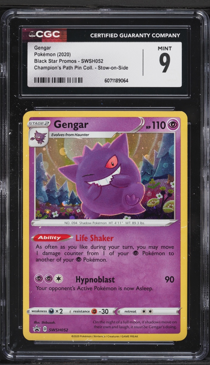 2020 Pokemon SWSH Promo Champion's Path Pin Stow On Side Holo Gengar #SWSH052 CGC 9 MINT
