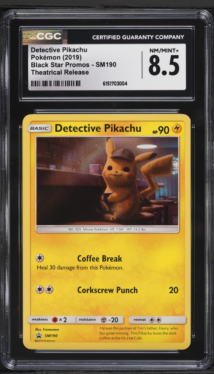 2019 Pokemon Sun & Moon Black Star Promo Detective Pikachu #SM190 CGC 8.5 NM-MT+