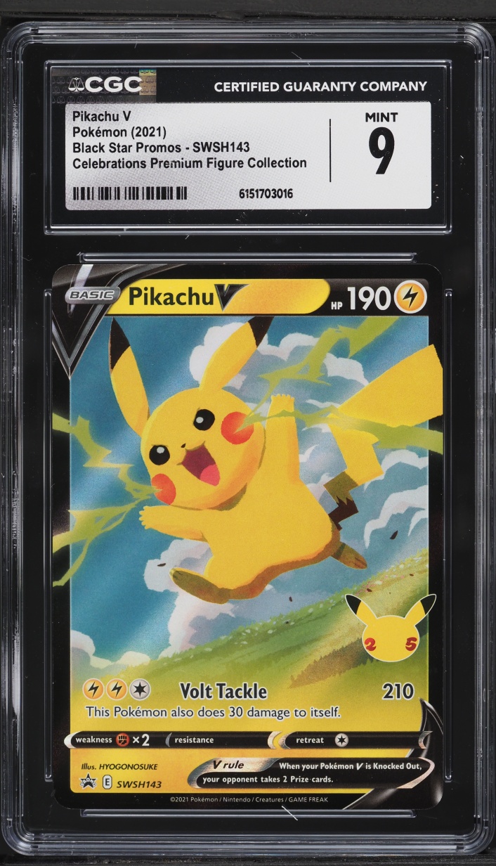 2021 Pokemon SWSH Promo Celebrations Premium Figure Collection Pikachu V #SWSH143 CGC 9 MINT