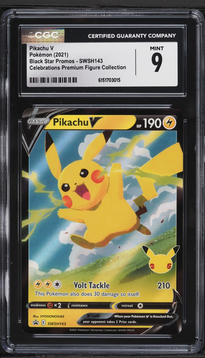 2021 Pokemon SWSH Promo Celebrations Premium Figure Collection Pikachu V #SWSH143 CGC 9 MINT