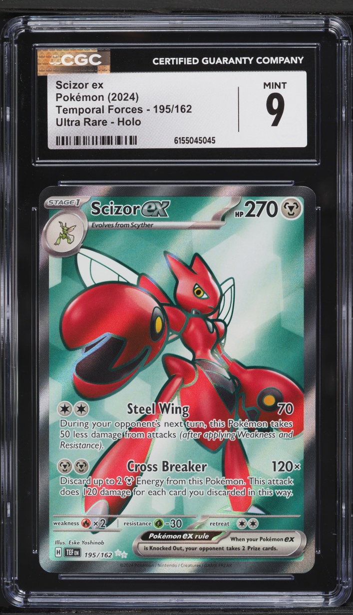 2024 Pokemon Scarlet & Violet Temporal Forces Full Art Scizor ex #195 CGC 9 MINT