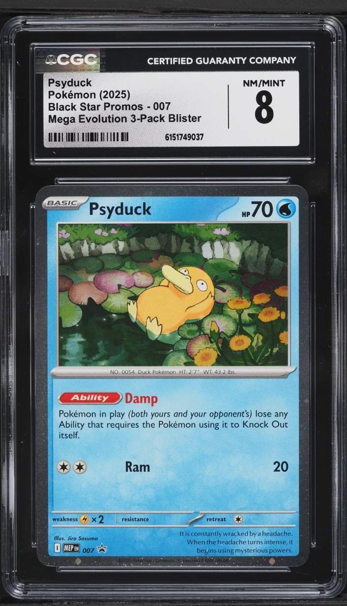 2025 Pokemon Mega Promo Evolution 3-Pack Blister Psyduck #7 CGC 8 NM-MT