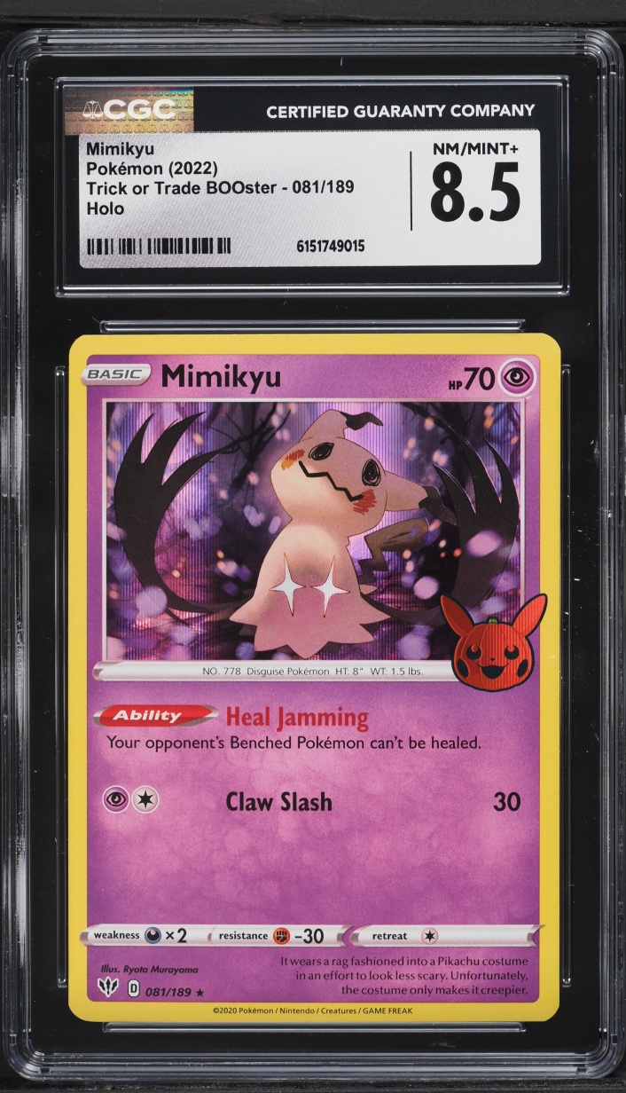 2022 Pokemon Sword & Shield Darkness Ablaze Trick Or Trade Holo Mimikyu #81 CGC 8.5 NM-MT+