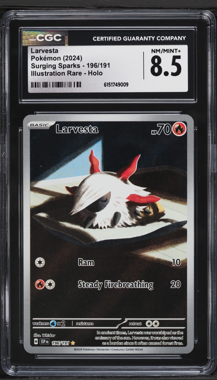 2024 Pokemon Scarlet & Violet Surging Sparks IR Larvesta #196 CGC 8.5 NM-MT+