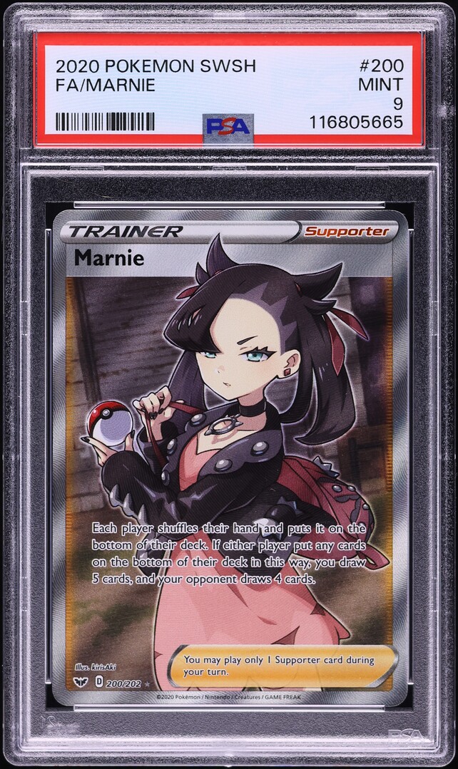 2020 Pokemon Sword & Shield Full Art Marnie #200 PSA 9 MINT