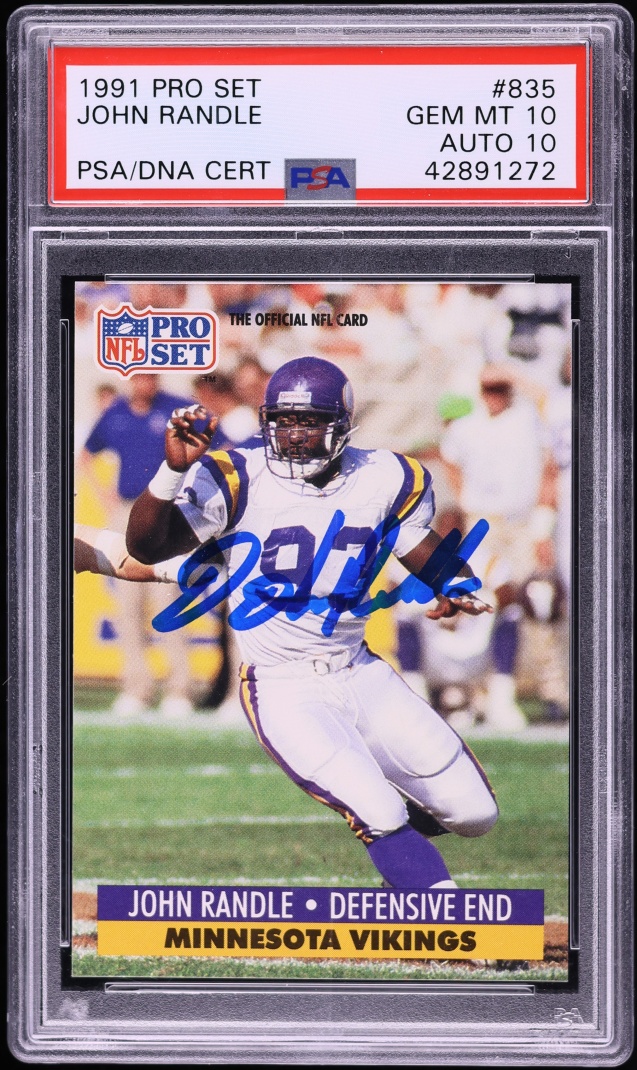 1991 Pro Set Football John Randle ROOKIE AUTO DNA 10 #835 PSA 10 GEM MINT