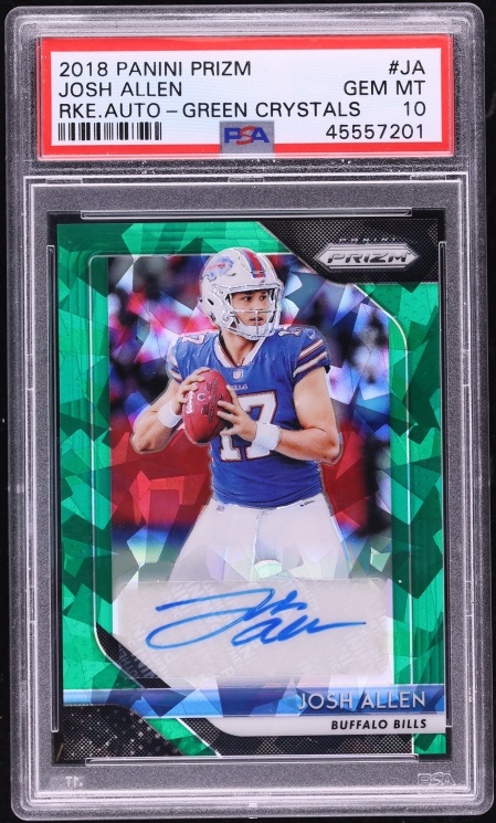 2018 Panini Prizm Green Crystals Josh Allen ROOKIE AUTO /75 #RA-JA PSA 10 GEM MINT