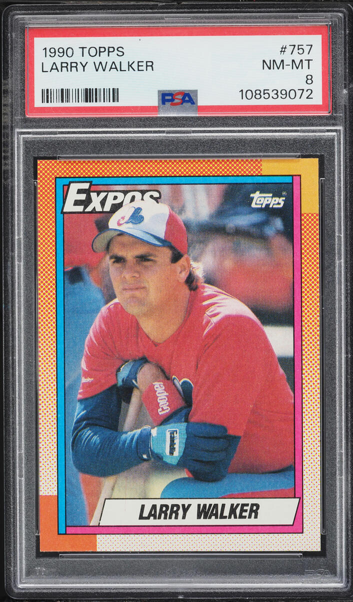 1990 Topps Larry Walker ROOKIE #757 PSA 8 NM-MT