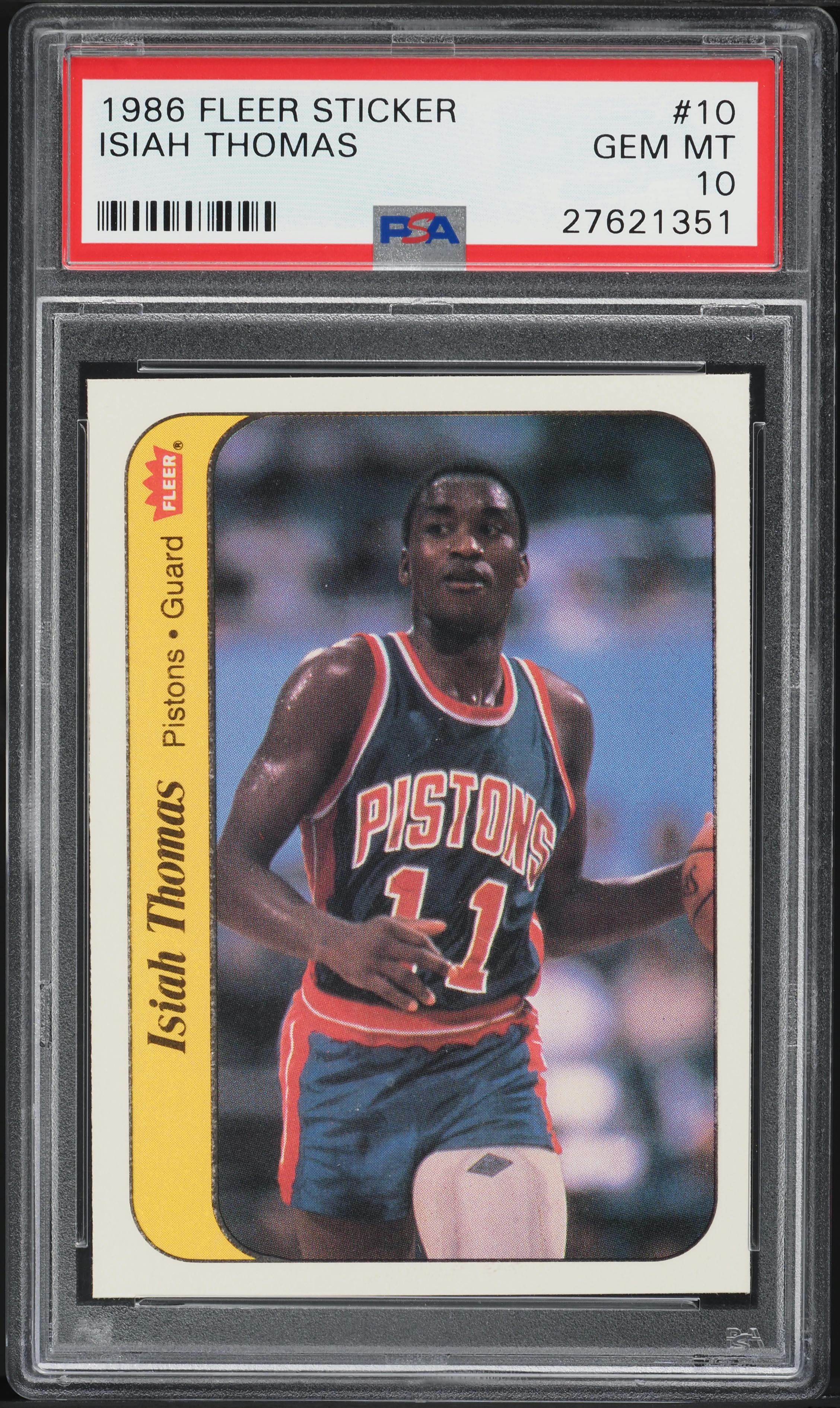 1986 Fleer Sticker Isiah Thomas ROOKIE #10 PSA 10 GEM MINT