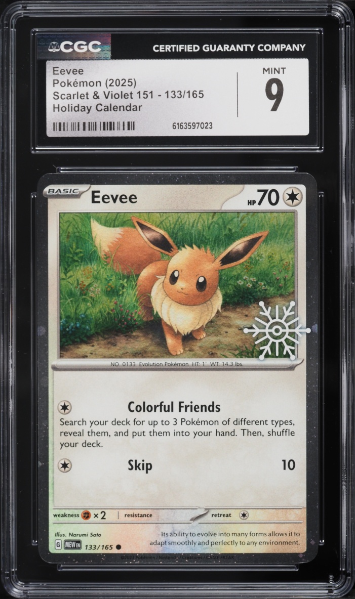 2025 Pokemon Scarlet & Violet 151 Holiday Calendar Eevee #133 CGC 9 MINT