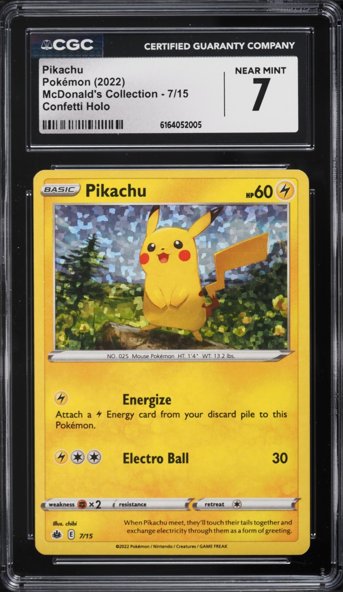 2022 Pokemon Sword & Shield McDonald's Collection Confetti Holo Pikachu #7 CGC 7 NRMT